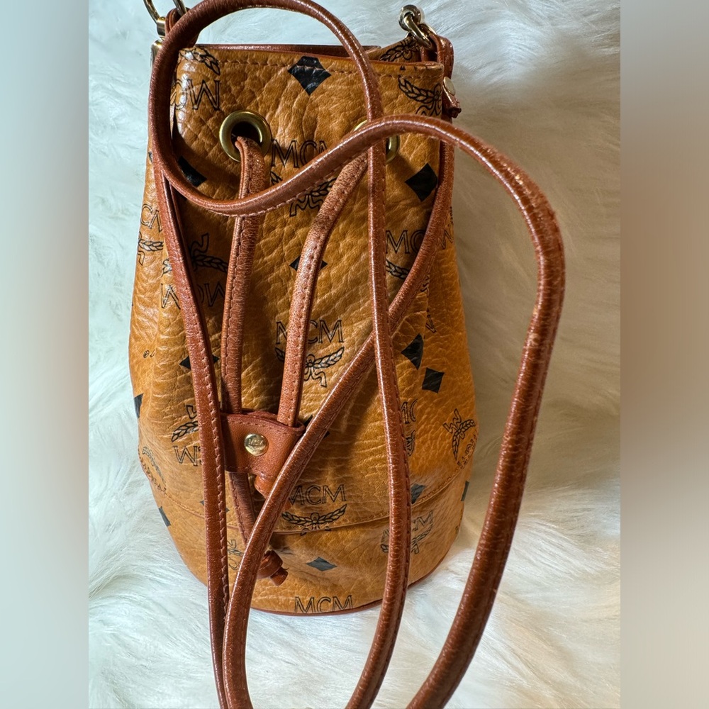 MCM Visetos Leather-Trimmed Bucket Bag - Picture 9 of 11